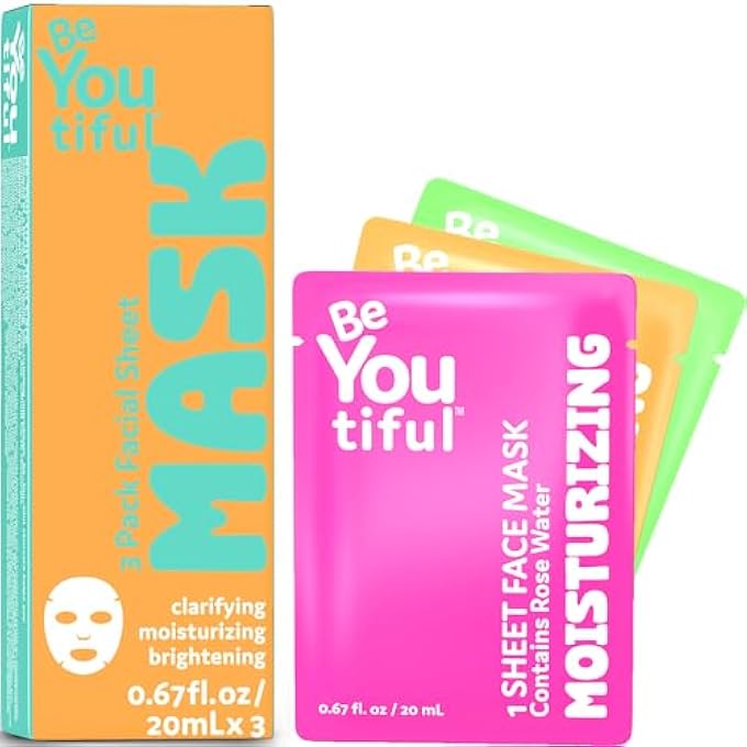 STRBOXONG FACE MASK SKINCARE SHEETS SET OF 3, HYDRATING SPA FACIAL MASKS, PREPPY SKIN CARE FOR TEENS, TWEENS, KIDS, WOMEN AND GIRLS, SLEEPOVER SLUMBER PARTY SUPPLIES AND GIFTS, FOR AGES 8-17 - Image 1